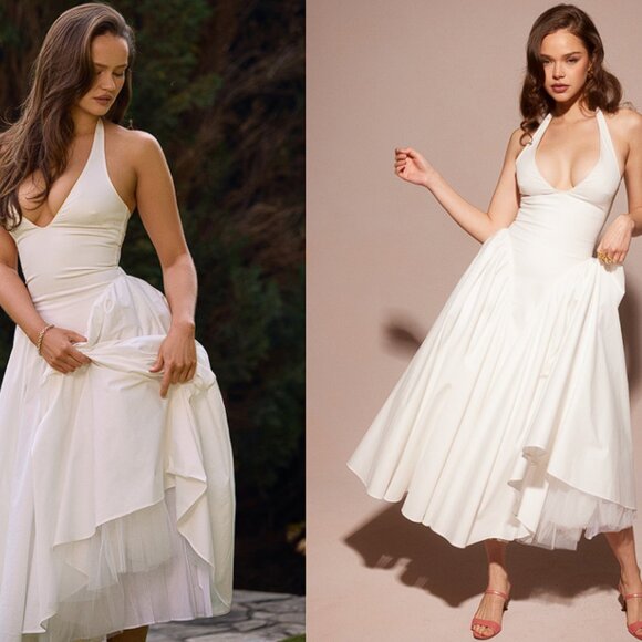 House of CB 'Marilyn' White Cotton Halter Midi Sundress NWOT - Picture 2 of 10